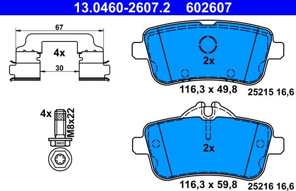 ATE 13.0460-2607.2 - Set placute frana,frana disc www.parts5.com