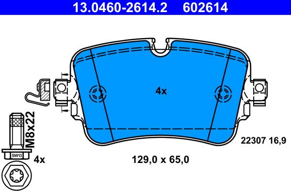 ATE 13.0460-2614.2 - Brake Pad Set, disc brake www.parts5.com