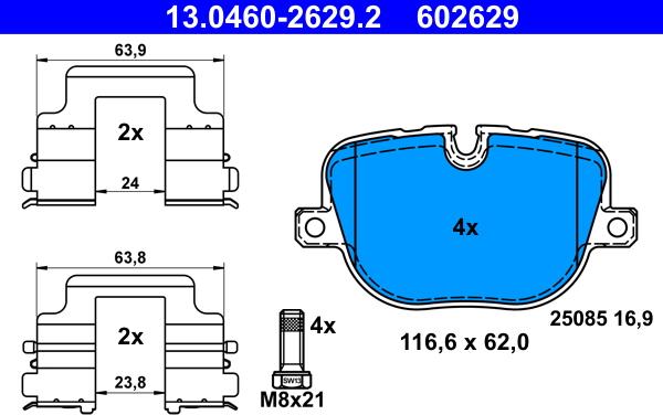 ATE 13.0460-2629.2 - Brake Pad Set, disc brake www.parts5.com