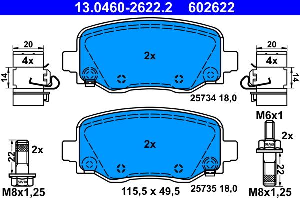 ATE 13.0460-2622.2 - Set placute frana,frana disc www.parts5.com