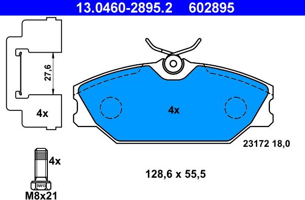 ATE 13.0460-2895.2 - Komplet pločica, disk-kočnica www.parts5.com