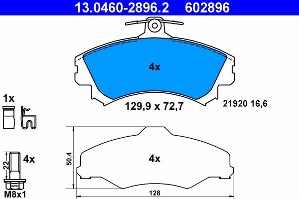 ATE 13.0460-2896.2 - Sada brzdových platničiek kotúčovej brzdy www.parts5.com