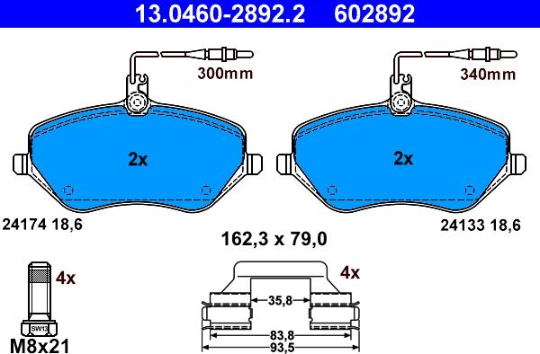 ATE 13.0460-2892.2 - Piduriklotsi komplekt,ketaspidur www.parts5.com