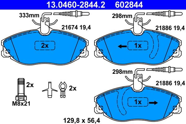 ATE 13.0460-2844.2 - Kit de plaquettes de frein, frein à disque www.parts5.com