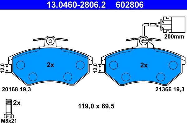 ATE 13.0460-2806.2 - Juego de pastillas de freno www.parts5.com