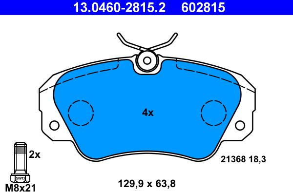 ATE 13.0460-2815.2 - Komplet pločica, disk-kočnica www.parts5.com