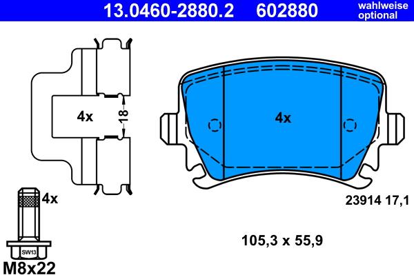 ATE 13.0460-2880.2 - Piduriklotsi komplekt,ketaspidur www.parts5.com