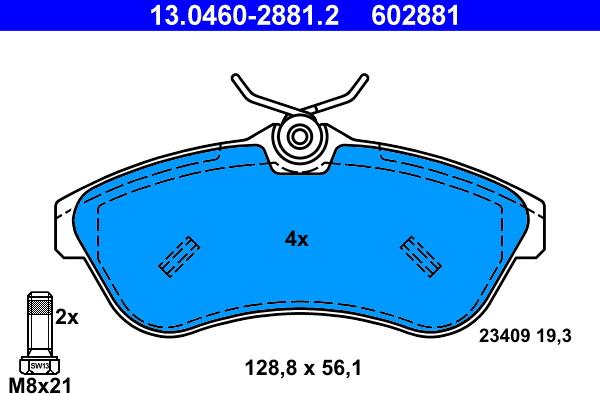 ATE 13.0460-2881.2 - Sada brzdových destiček, kotoučová brzda www.parts5.com