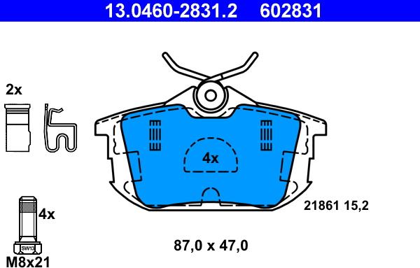 ATE 13.0460-2831.2 - Set placute frana,frana disc www.parts5.com