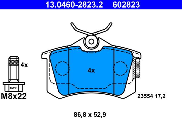 ATE 13.0460-2823.2 - Kit de plaquettes de frein, frein à disque www.parts5.com