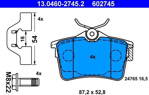 ATE 13.0460-2745.2 - Fékbetétkészlet, tárcsafék www.parts5.com