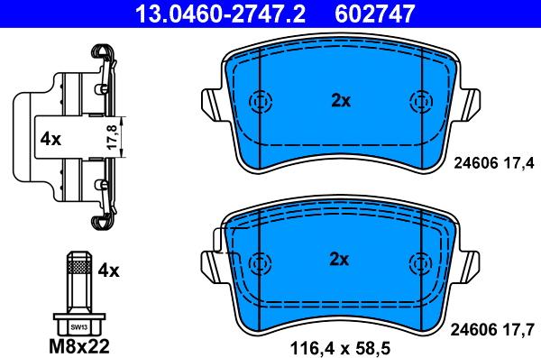 ATE 13.0460-2747.2 - Set placute frana,frana disc www.parts5.com