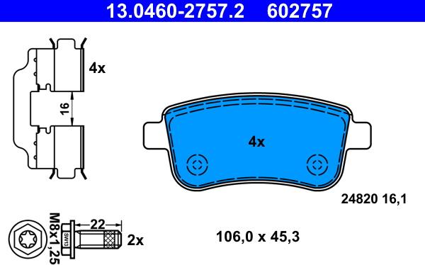 ATE 13.0460-2757.2 - Set placute frana,frana disc www.parts5.com