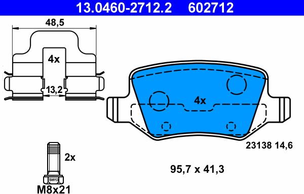 ATE 13.0460-2712.2 - Bremsbelagsatz, Scheibenbremse www.parts5.com