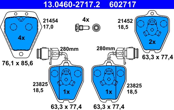 ATE 13.0460-2717.2 - Σετ τακάκια, δισκόφρενα www.parts5.com