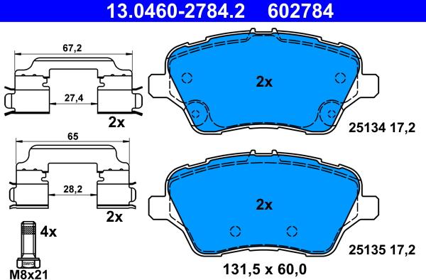 ATE 13.0460-2784.2 - Brake Pad Set, disc brake www.parts5.com