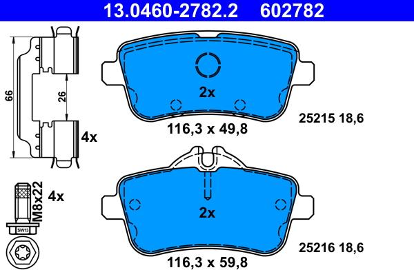 ATE 13.0460-2782.2 - Brake Pad Set, disc brake www.parts5.com