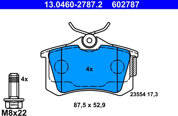 ATE 13.0460-2787.2 - Piduriklotsi komplekt,ketaspidur www.parts5.com