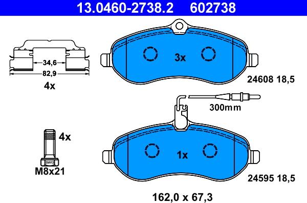 ATE 13.0460-2738.2 - Brake Pad Set, disc brake www.parts5.com