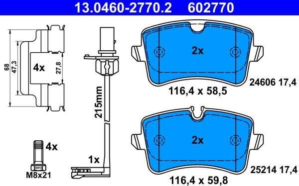 ATE 13.0460-2770.2 - Fékbetétkészlet, tárcsafék www.parts5.com