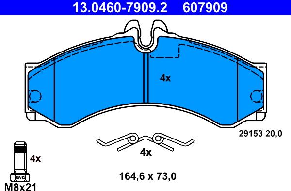ATE 13.0460-7909.2 - Brake Pad Set, disc brake www.parts5.com