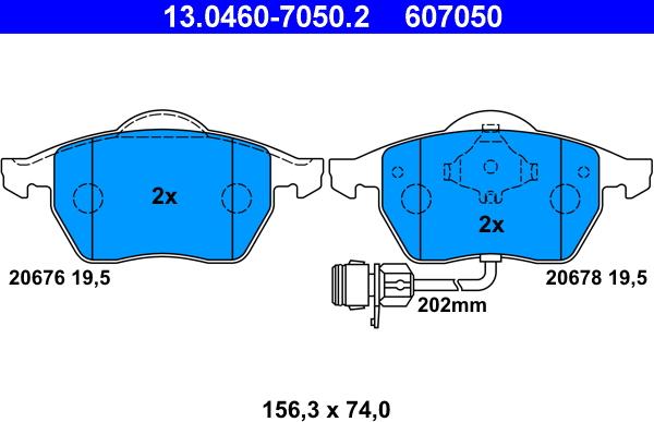 ATE 13.0460-7050.2 - Set placute frana,frana disc www.parts5.com