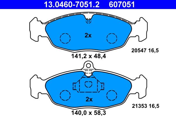 ATE 13.0460-7051.2 - Brake Pad Set, disc brake parts5.com