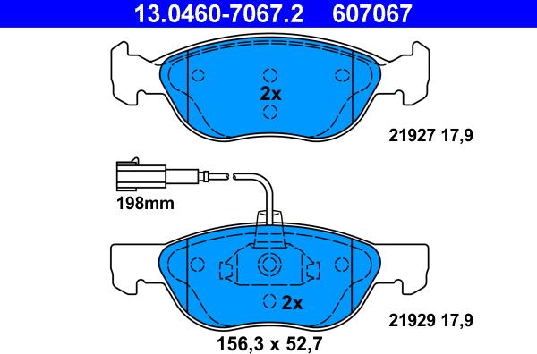 ATE 13.0460-7067.2 - Juego de pastillas de freno www.parts5.com