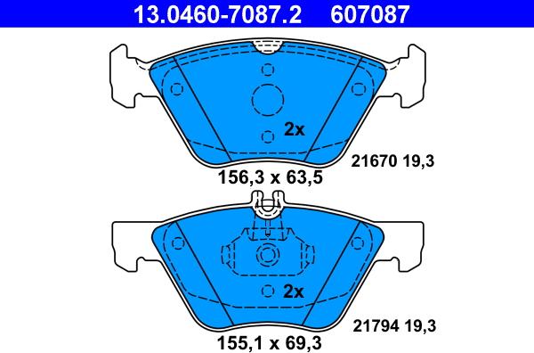 ATE 13.0460-7087.2 - Fékbetétkészlet, tárcsafék www.parts5.com