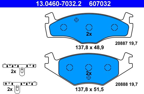 ATE 13.0460-7032.2 - Bremsbelagsatz, Scheibenbremse www.parts5.com