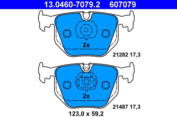 ATE 13.0460-7079.2 - Тормозные колодки, дисковые, комплект www.parts5.com