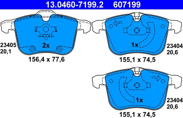 ATE 13.0460-7199.2 - Komplet zavornih oblog, ploscne (kolutne) zavore www.parts5.com