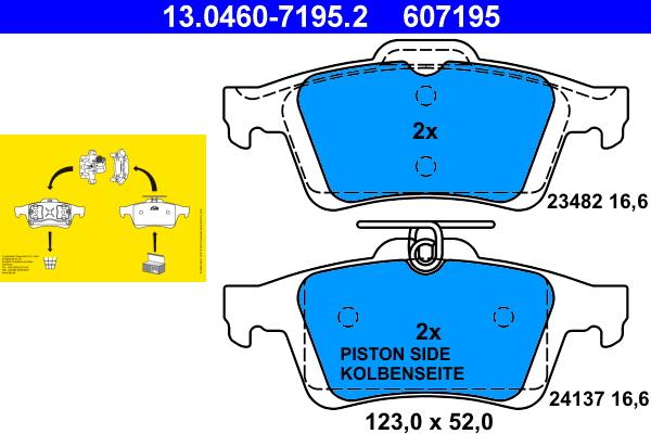 ATE 13.0460-7195.2 - Fékbetétkészlet, tárcsafék www.parts5.com