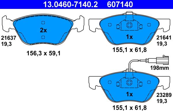 ATE 13.0460-7140.2 - Juego de pastillas de freno www.parts5.com