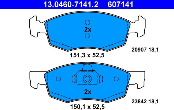 ATE 13.0460-7141.2 - Brake Pad Set, disc brake www.parts5.com