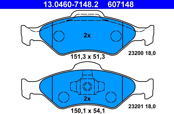 ATE 13.0460-7148.2 - Juego de pastillas de freno www.parts5.com