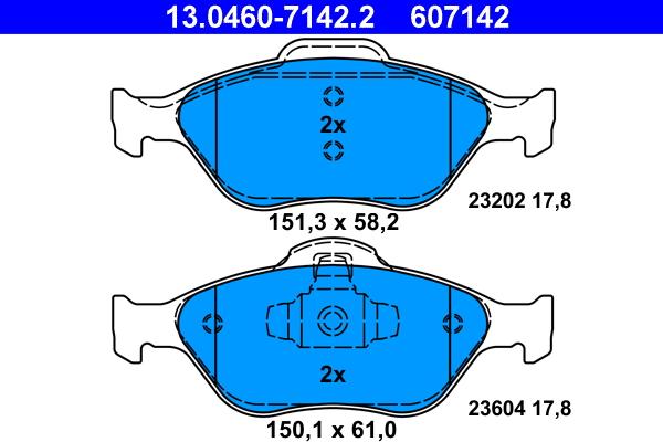 ATE 13.0460-7142.2 - Komplet zavornih oblog, ploscne (kolutne) zavore www.parts5.com