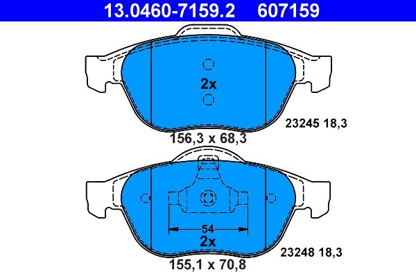 ATE 13.0460-7159.2 - Komplet kočnih obloga, disk kočnica www.parts5.com