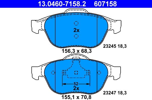 ATE 13.0460-7158.2 - Brake Pad Set, disc brake www.parts5.com