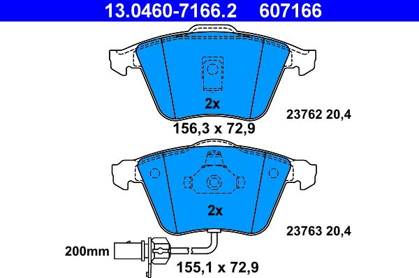 ATE 13.0460-7166.2 - Σετ τακάκια, δισκόφρενα www.parts5.com