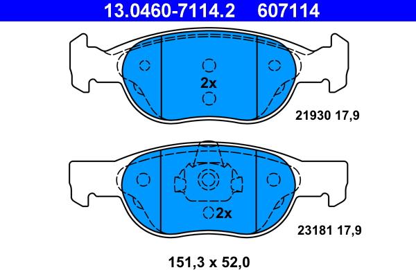 ATE 13.0460-7114.2 - Juego de pastillas de freno www.parts5.com