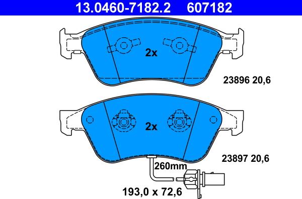 ATE 13.0460-7182.2 - Set placute frana,frana disc www.parts5.com