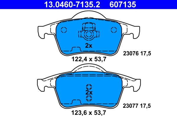 ATE 13.0460-7135.2 - Komplet zavornih oblog, ploscne (kolutne) zavore www.parts5.com