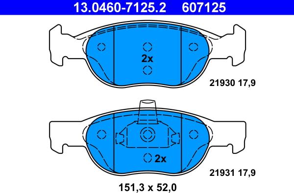 ATE 13.0460-7125.2 - Set placute frana,frana disc www.parts5.com