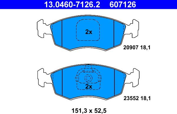 ATE 13.0460-7126.2 - Set placute frana,frana disc www.parts5.com