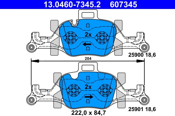 ATE 13.0460-7345.2 - Brake Pad Set, disc brake www.parts5.com