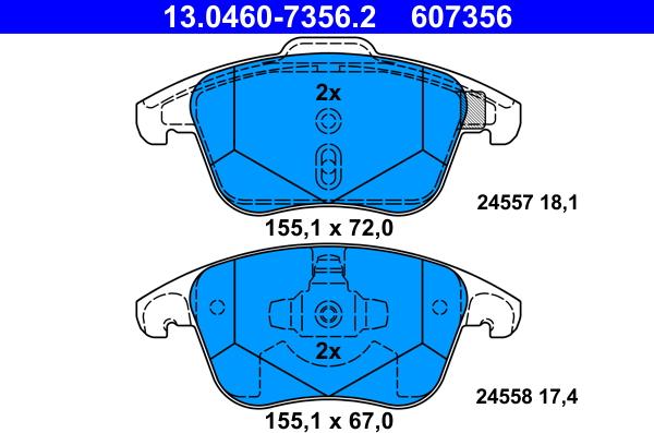 ATE 13.0460-7356.2 - Piduriklotsi komplekt,ketaspidur www.parts5.com