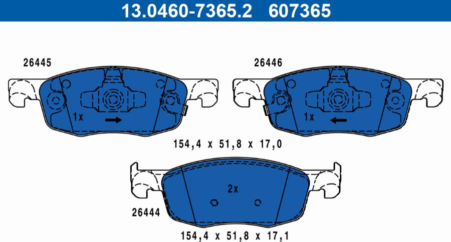 ATE 13.0460-7365.2 - Brake Pad Set, disc brake www.parts5.com