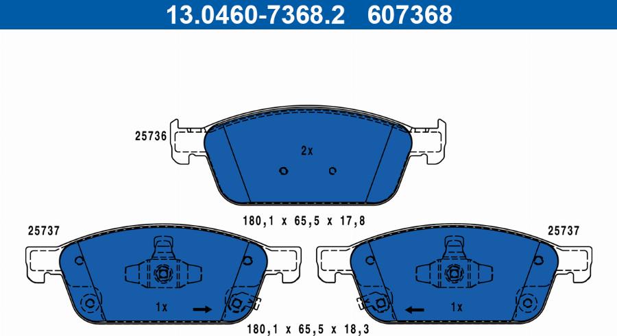 ATE 13.0460-7368.2 - Set placute frana,frana disc www.parts5.com