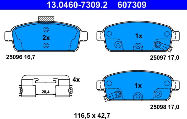 ATE 13.0460-7309.2 - Set placute frana,frana disc www.parts5.com